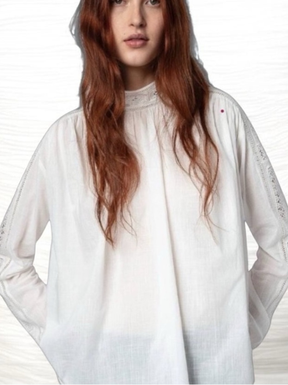 Zadig & Voltaire Teddy Blouse Eyelet Trim Judo Cotton Large